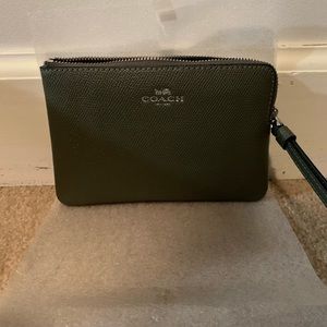 Coach wristlet dark green